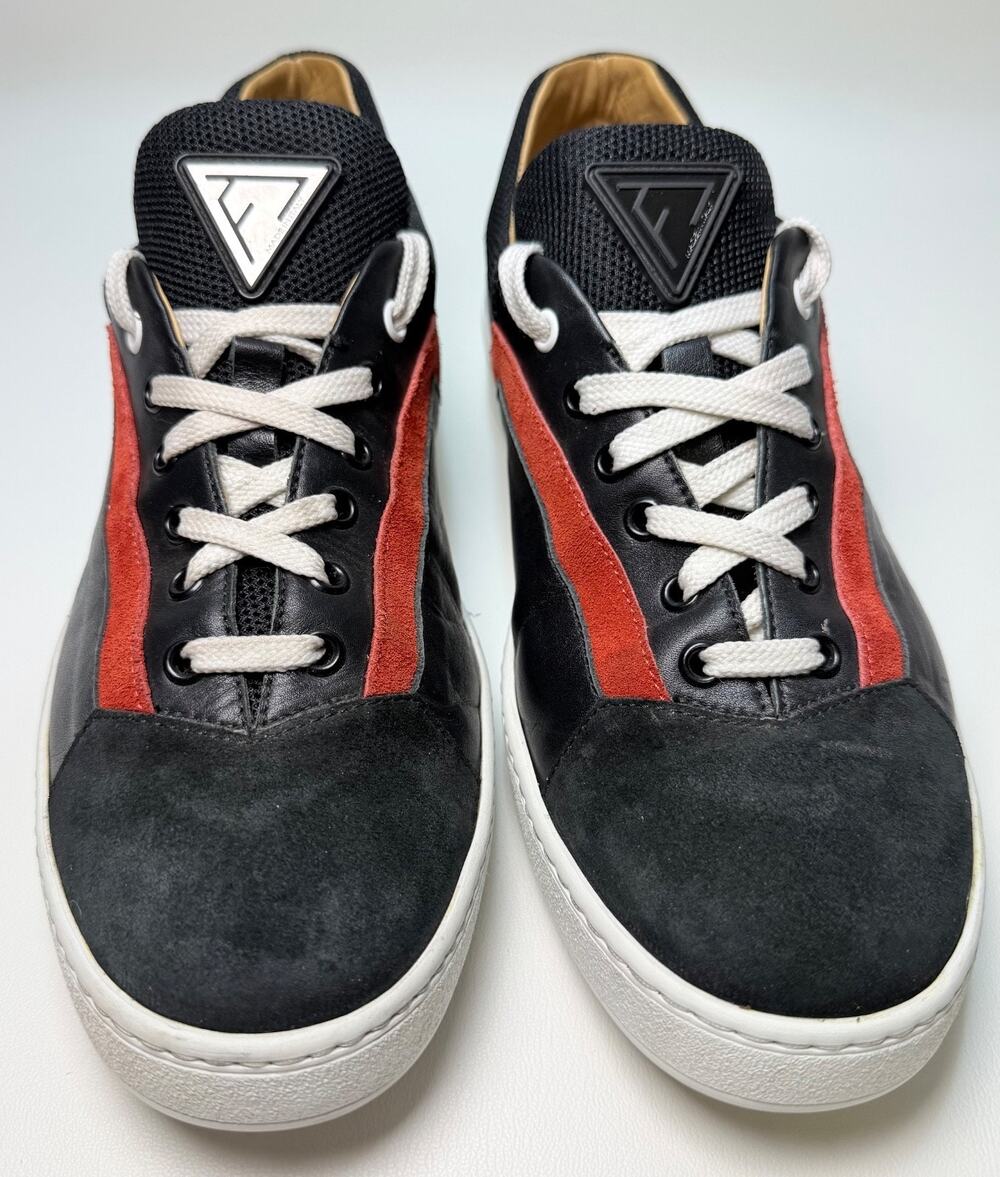 Made in Italy Luxury Men’s Leather Sneakers Black Red Suede Size EU 42 US 9